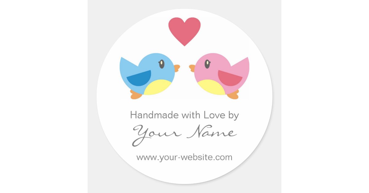 Love Birds Handmade By Personalised Stickers Zazzle
