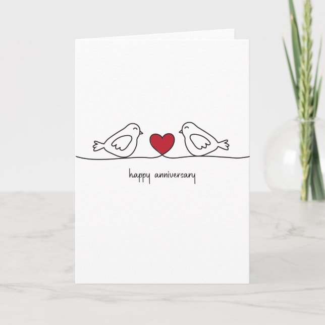 Love Birds Happy Anniversary Card (Front)