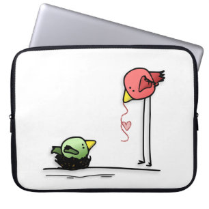 love birds heart cartoon baby family worm laptop sleeve