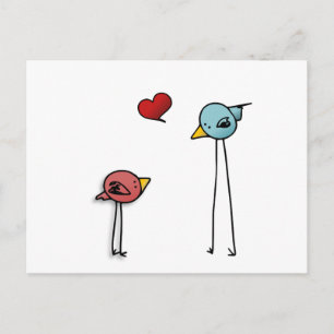 love birds heart cartoon valentine cute lovers holiday postcard