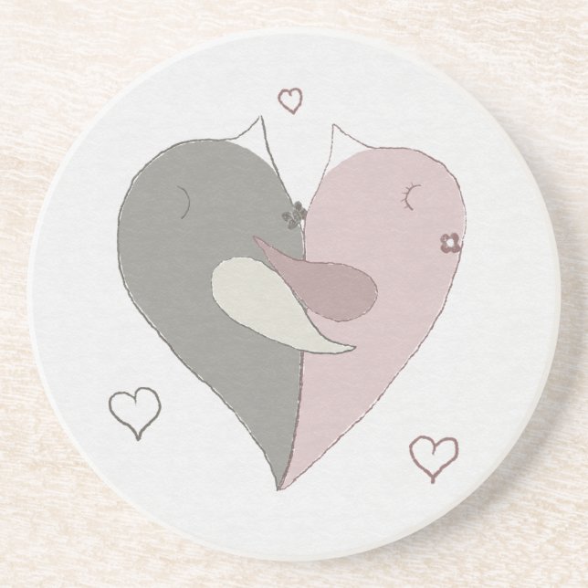 Love Birds Heart Coaster (Front)
