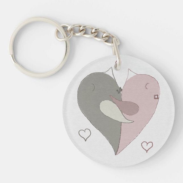 Love Birds Heart Key Ring (Front)