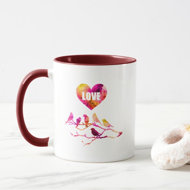 Love Birds Heart Mug (With Donut)