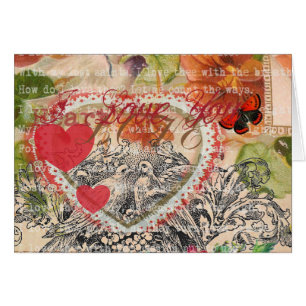Love Birds Heart Red Art Collage