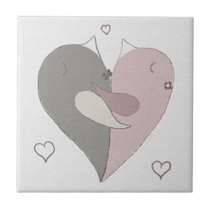 Love Birds Heart Tile