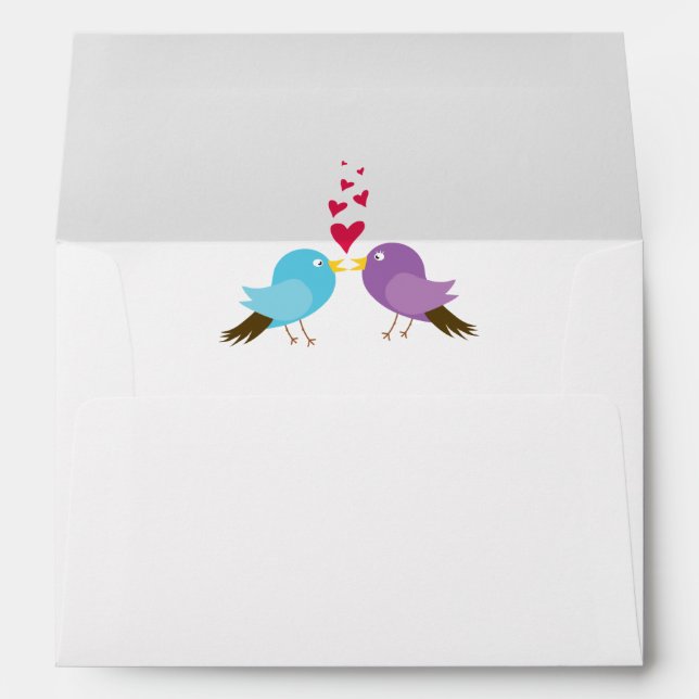 Love Birds & Hearts 5x7 Wedding Invitation Envelope (Back (Bottom))