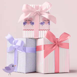 Love Birds Hearts Valentine Wrapping Paper Sheet