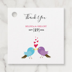 Love Birds & Hearts Wedding Gift Favour Tags