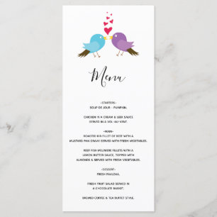 Love Birds & Hearts Wedding Menu