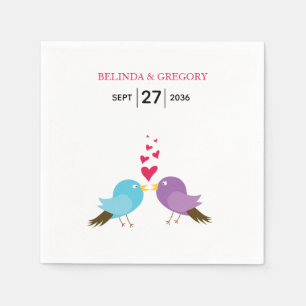 Love Birds & Hearts Wedding Napkin