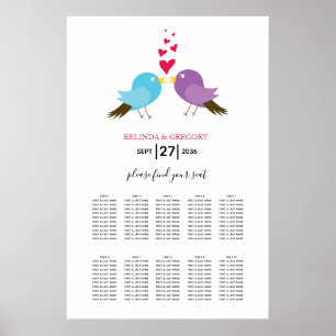 Love Birds & Hearts Wedding Seating Chart