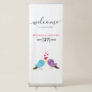 Love Birds & Hearts Wedding Welcome Sign