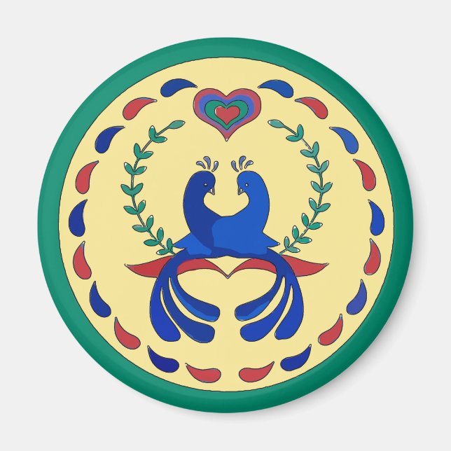 Love Birds Hex Sign Dutch Magnet (Front)