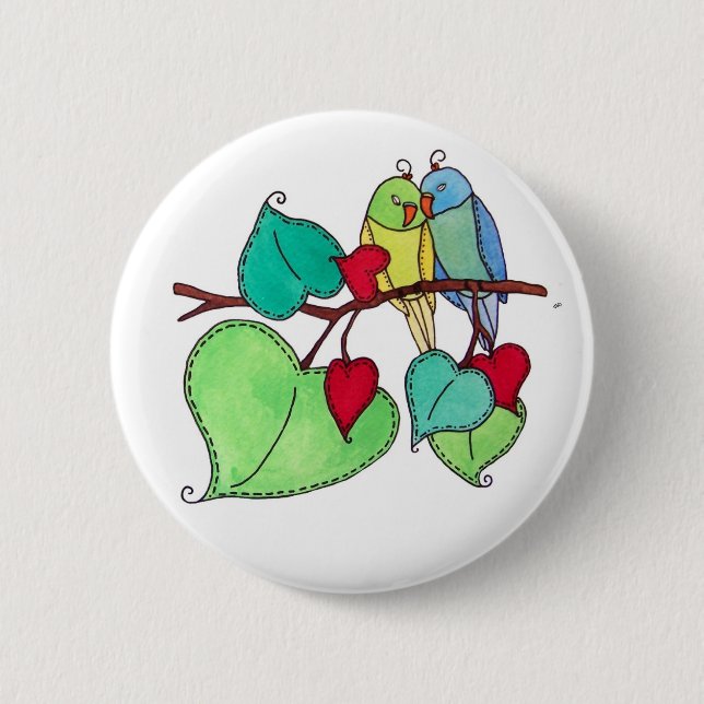 Love Birds II 6 Cm Round Badge (Front)