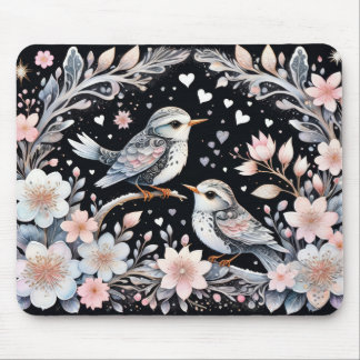 Love birds in Christmas background Mouse Mat