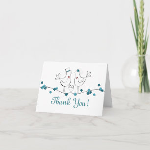 Love Birds in Teal -Thank You Cards