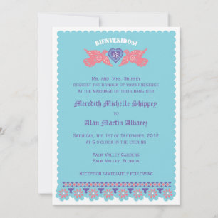 Love Birds Invitation - Turquoise and Coral