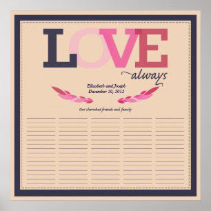 Love Birds Keepsake Wedding Signature Poster