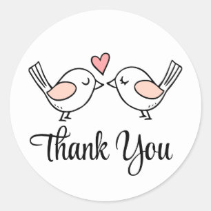 Love Birds Lovebirds Pink Black Wedding Thank You Classic Round Sticker