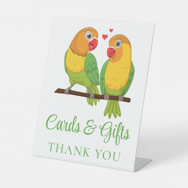 Love Birds Lovebirds Wedding Cards & Gifts  Pedestal Sign (Front)