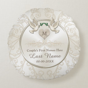 Love Birds Monogram Personalised Wedding Pillows