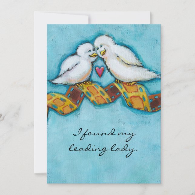 Love birds movie lover film buff romantic painting invitation (Front)