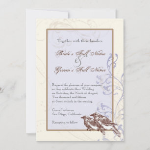 Love Birds 'n Lace - Periwinkle Wedding Invitation