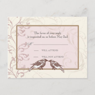 Love Birds 'n Lace - Rose Wedding Response Card