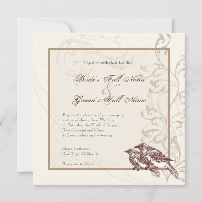 Love Birds 'n Lace - Wedding Invitation (Front)