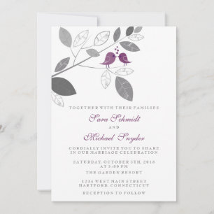 Love Birds on a Branch Wedding Invitation