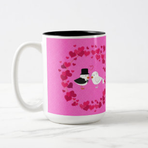 Love Birds on a Valentine Two-Tone Coffee Mug
