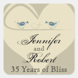 Love Birds on Ecru Heart Envelope Seal