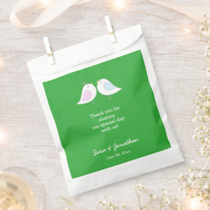 Love Birds on Green Wedding Thank You Favour Bags
