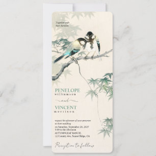 Love Birds on Maple Tree - Vintage Art Wedding Invitation
