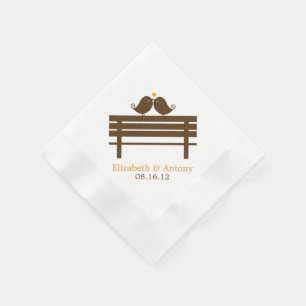 Love Birds on Park Bench {orange} Napkin