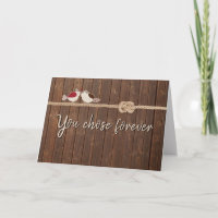 Love Birds On Rope Wedding Congratulations