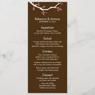 Love Birds on Tree Wedding Menu Cards