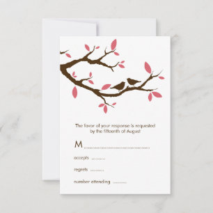 Love Birds on Tree Wedding RSVP Card