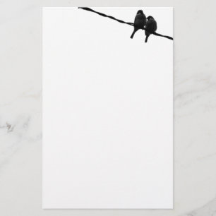 Love Birds on Wire/ Silhouette in B&W Stationery