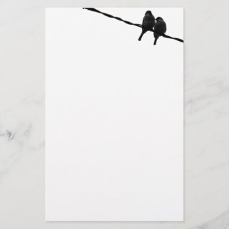Love Birds on Wire/ Silhouette in B&W Stationery
