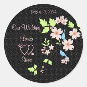 Love birds, Our Wedding Classic Round Sticker