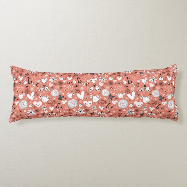Love Birds Pattern Body Cushion (Front)