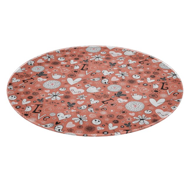 Love Birds Pattern Cutting Board (Corner)