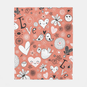 Love Birds Pattern Fleece Blanket