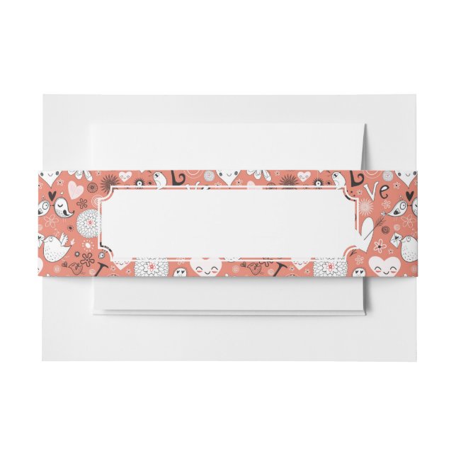 Love Birds Pattern Invitation Belly Band (Front Example)