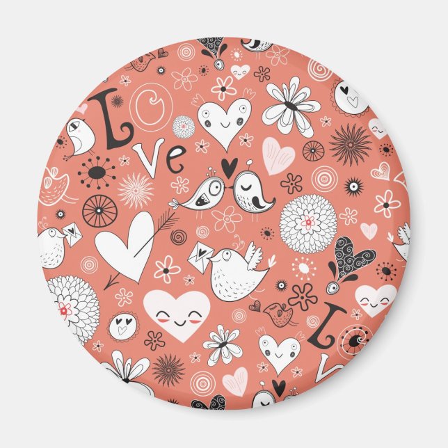 Love Birds Pattern Magnet (Front)