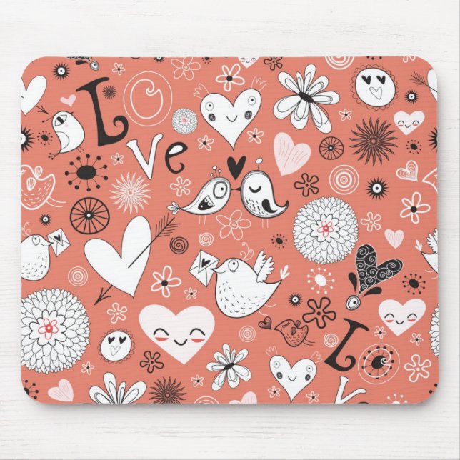 Love Birds Pattern Mouse Mat (Front)