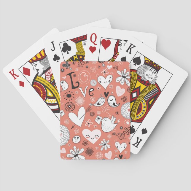 Love Birds Pattern Playing Cards (Back)