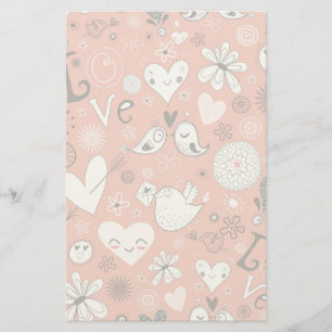 Love Birds Pattern Stationery