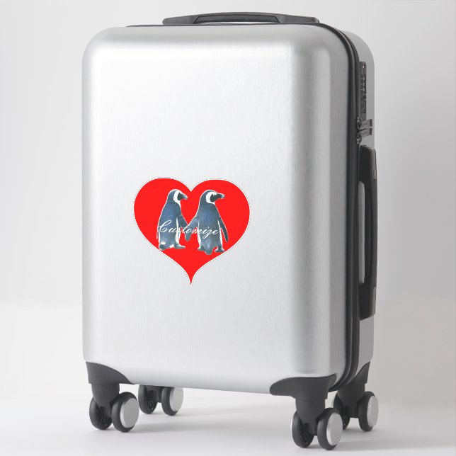 Love Birds Penguin Couple Red Heart Thunder_Cove (Suitcase)